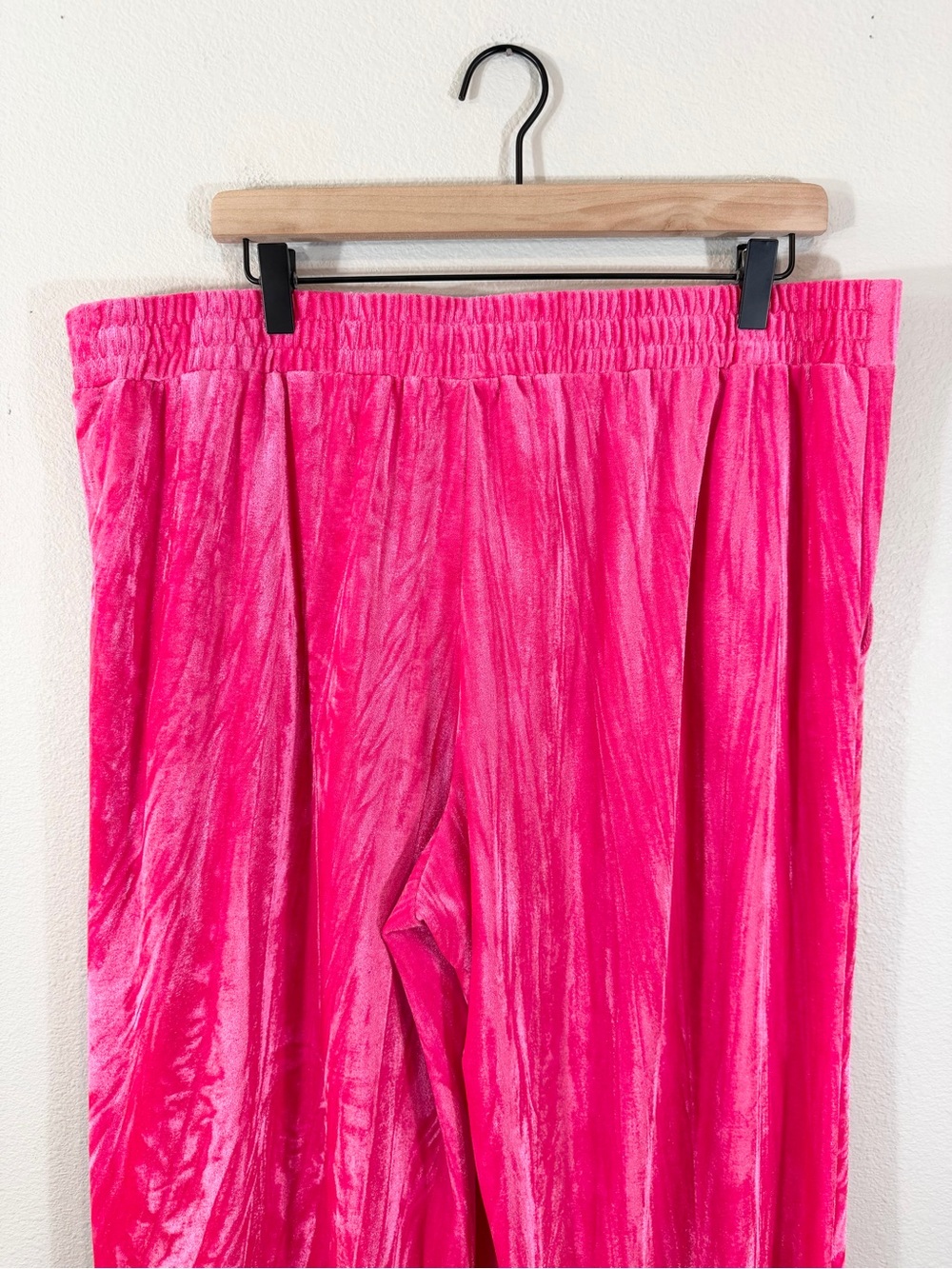 A New Day Pink Crushed Velvet Wide Leg Pants XL High Rise Party Holiday - Picture 6 of 9